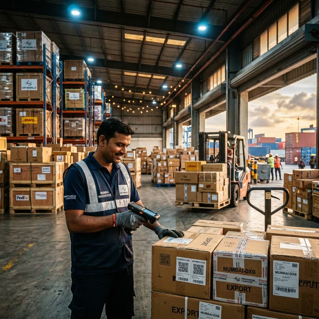 Founding premise illustration showing busy logistics operations