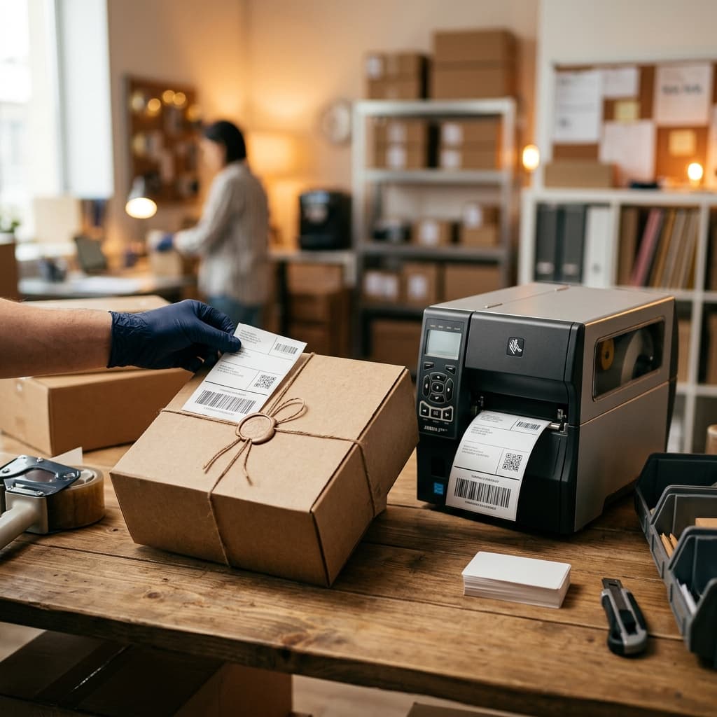 Parcel preparation and label verification inside a fulfillment desk
