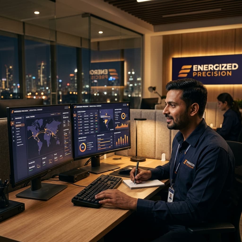 RocketRide operator reviewing live logistics data